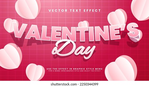 Valentine's day editable text style effect. Paper cut valentine text suitable for romantic or valentine themes.