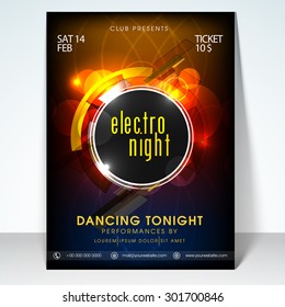 Valentines Day Electro Night Party Flyer, Banner Or Template Design.