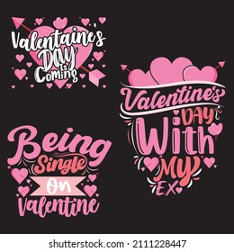 Cartel de texto del elegante pincel de San Valentín. Plantilla de tarjeta de saludo de San Valentín con caligrafía. Diseño de camiseta de San Valentín