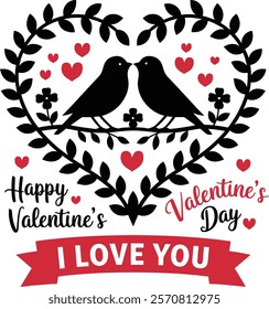 Valentines day elegant typography of happy valentine`s day text vector art illustration for t-shirt-4