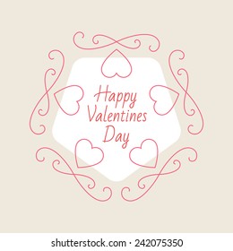 Valentines Day Elegant vector card with hearts and design elements.