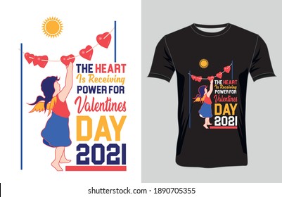 Valentines Day elegant  vector t-shirts design. Valentine greeting card template with calligraphy happy valentine`s day and white heart in line on background. Vector illustration t-shirts Design