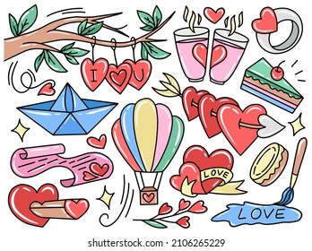 Doodle de la colección de elementos de San Valentín