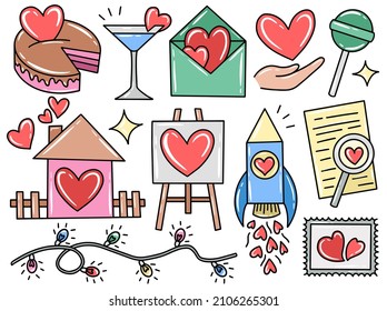 Valentine's Day Element Collection Doodle
