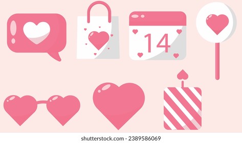 Valentinstag-Element-Kollektion flacher Design-Stil