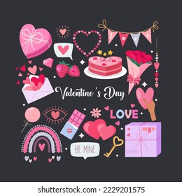 Valentine's day element collection. Vector illustration