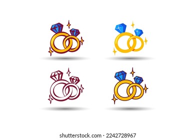 valentines day element. Couple of diamond ring. Vector illustration