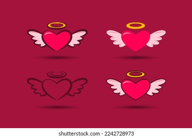 valentines day element. Cupid love angel with wings. Vector illustration