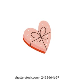 Diseño de elementos de San Valentín. Símbolo plano de San Valentín - pastel de corazón. Festividad del amor en un estilo lindo. Ilustración vectorial de acciones