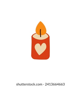 Valentines day element design. Valentine flat symbol- candle icon . Holiday of love in cute style. Stock vector illustration