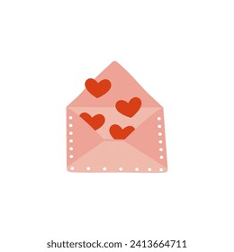 Valentines day element design. Valentine flat symbol- envelope . Holiday of love in cute style. Stock vector illustration