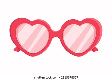 Valentine's Day element. Glasses in heart shaped. Sunglasses isolated on white background. Vector illustration.