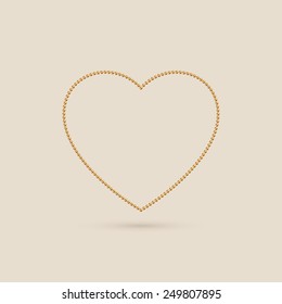 Valentine's Day element with Gold Chain Heart. Greeting Card, Poster, Flyer or Invitation Design. 