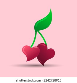 valentines day element. Gradient Love cherry. Vector illustration