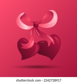 valentines day element. Gradient Love and ribbons. Vector illustration