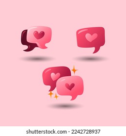 elemento de día de San Valentín. Burbuja de chat de Gradiente Love. Ilustración del vector