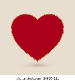 Valentine's Day element with Heart and Gold Chain. Greeting Card, Poster, Flyer or Invitation Design. 