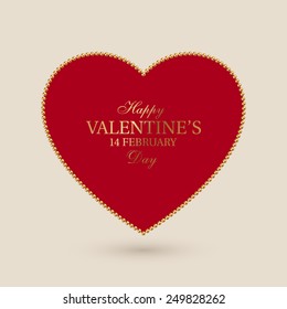 Valentine's Day element with Heart and Gold Chain. Greeting Card, Poster, Flyer or Invitation Design. 