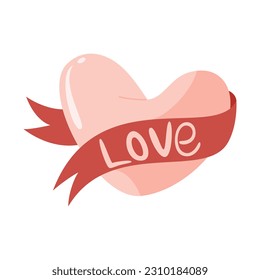 Valentine's Day Element Illustration Isolated On White Background. Valentine Icon. Pink Valentine Element. Template for Sticker kit, Greeting, Congratulations, Invitations, Planners. 