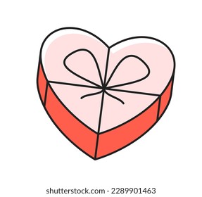 Valentines Day element. Romantic icon in linear style with pink rainbow and red hearts. Symbol of love. Design for invitation or postcard. Cartoon flat vector illustration isolated on white background