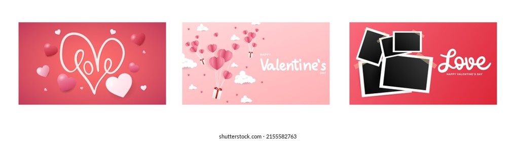 Valentine's Day element set on pink background , Flat Modern design , illustration Vector EPS 10