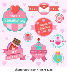 Valentine's Day Elements  : Badges and Labels : Vector Illustration