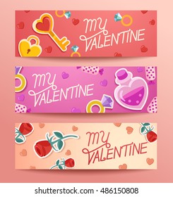 Valentine's Day Elements : Banner Template : Vector Illustration