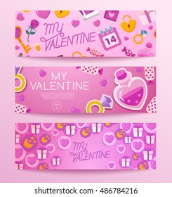 Valentine's Day Elements : Banner Template : Vector Illustration