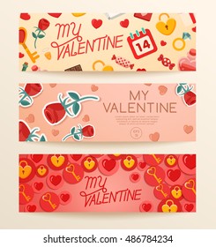 Valentine's Day Elements : Banner Template : Vector Illustration