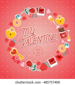 Valentine's Day Elements  : Card Template : Vector Illustration