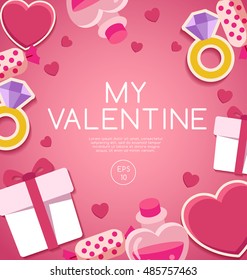 Valentine's Day Elements  : Card Template : Vector Illustration