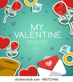 Valentine's Day Elements  : Card Template : Vector Illustration