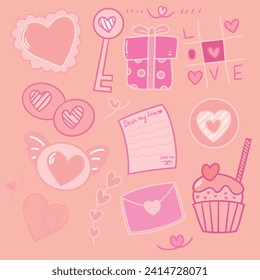 Valentine's Day Elements. Create Heartwarming Designs with Romantic Icons, Roses, Cupids, and More. Perfect for Greeting Cards and Social Media. Spread Love in Every Detail.