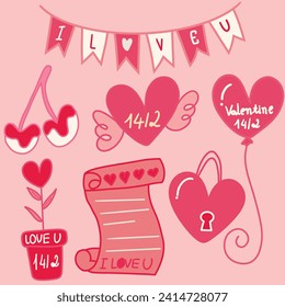 Valentine's Day Elements. Create Heartwarming Designs with Romantic Icons, Roses, Cupids, and More. Perfect for Greeting Cards and Social Media. Spread Love in Every Detail.