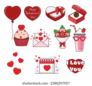 Valentines day Elements. Cute Valentine Elements.