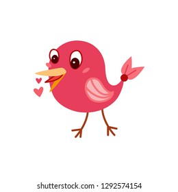 Valentine's day elements icon - love bird in cartoon style isolated on white background