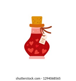Valentine's day elements icon - love potion in cartoon style isolated on white background