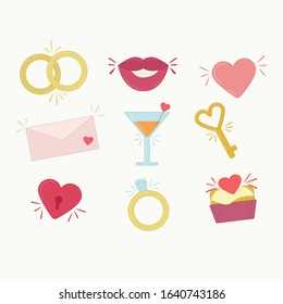 Valentine's day elements icon sets