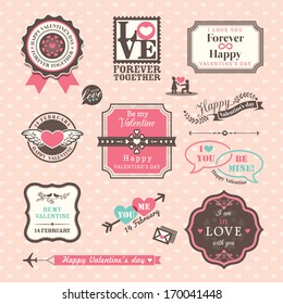 Valentine's day Elements labels and frames Vintage Style