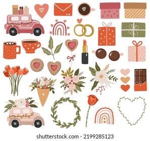 Valentine's day elements, Love items art vector illustration, Digital love design, Wedding items vector,  love vector colelction