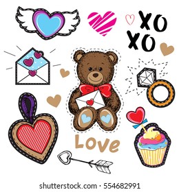 Valentine's Day elements pop art style