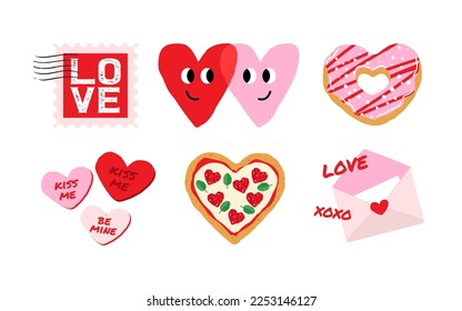 Valentine's Day elements set. Different romantic objects. Vector illustration