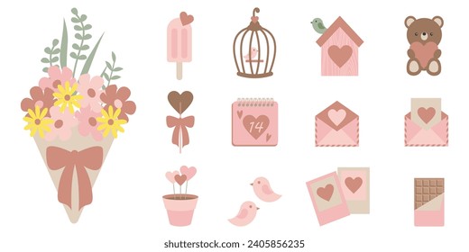 Valentines Day Elements Vector Art