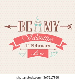 Valentines day - emblem and card. Vector illustration.