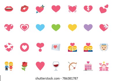 Valentines day emoji icon set