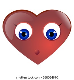 Valentines day emoticon with cute heart. Vector illustration