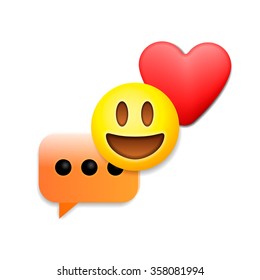 Valentines day emoticon icons, Love emoji symbols, isolated on white background, vector illustration.