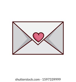 valentines day envelope with heart isolated icon vector illustration design