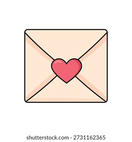 Sobre de día de San Valentín con Vector en forma de corazón. Carta de amor con forma de corazón para el día de San Valentín. Sobre con corazón romántico. Sobre con el corazón para colorear tema del día de San Valentín. Tarjeta de día de San Valentín imprimible. 