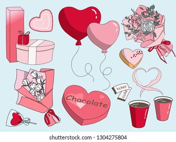 Valentine's Day envelope set. Vector design